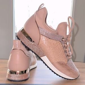 ALDO ROSE GOLD WEDGE SNEAKER